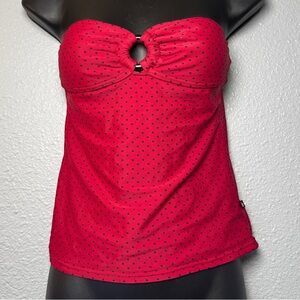 Vintage women’s red and black polka dot tube top / swim top size XS Strapless
